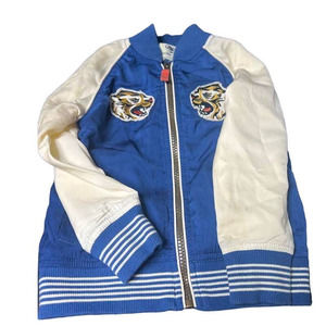 Genuine Oshkosh Bomber Jacket 3T Boys Japan Embroidered Tiger Waves Blue White